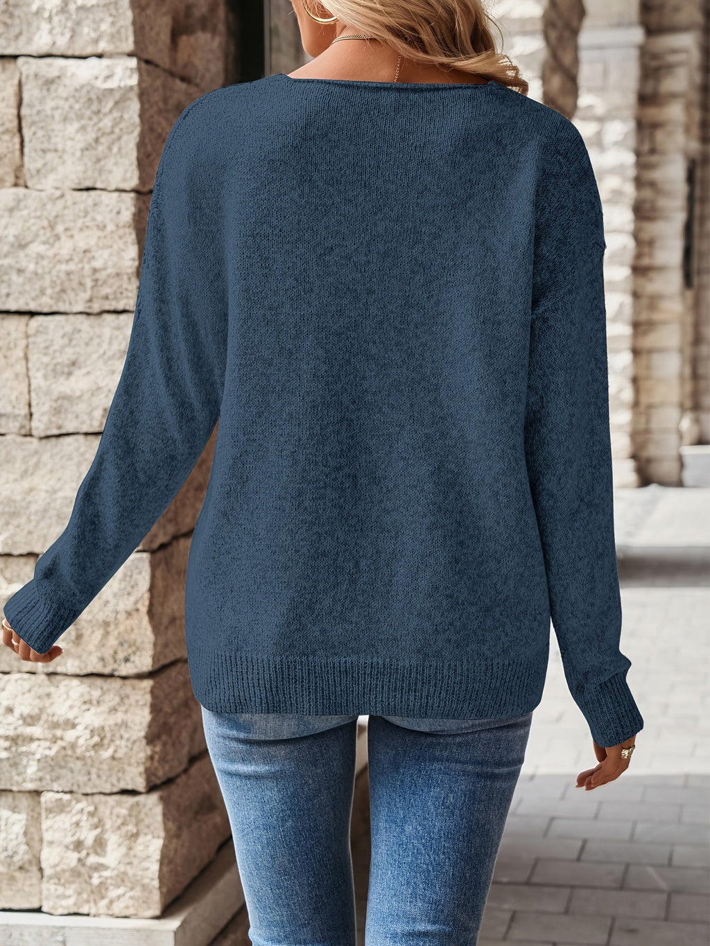 Navy V-neck Sweater