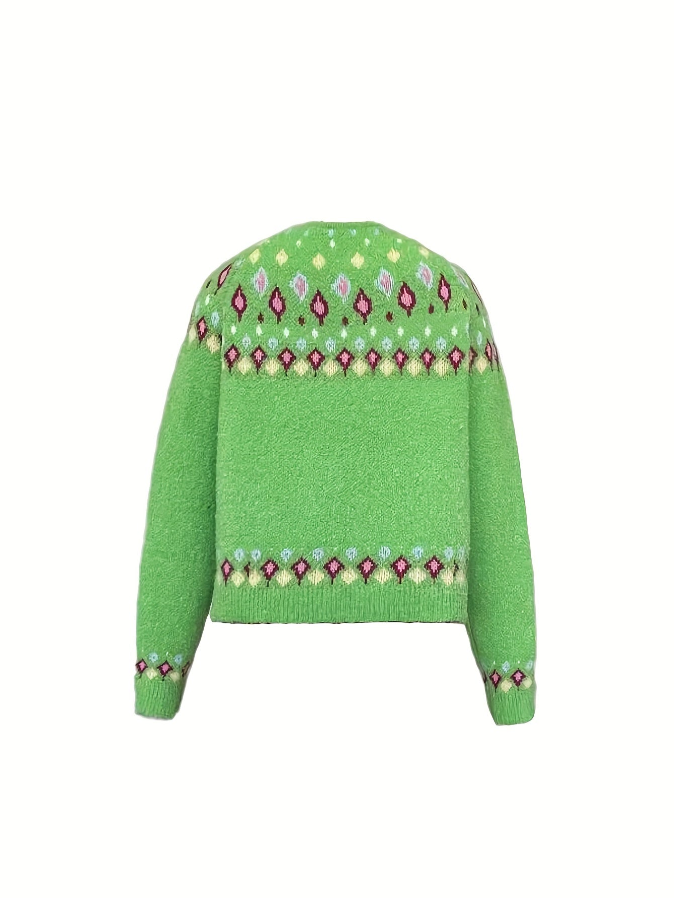 Green Nordic patterned cardigan