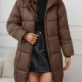 Reddish Brown Puffer Coat, front view