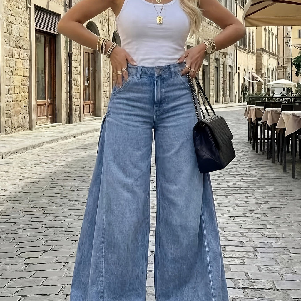 High-Waist Wide-Leg Flare Jeans