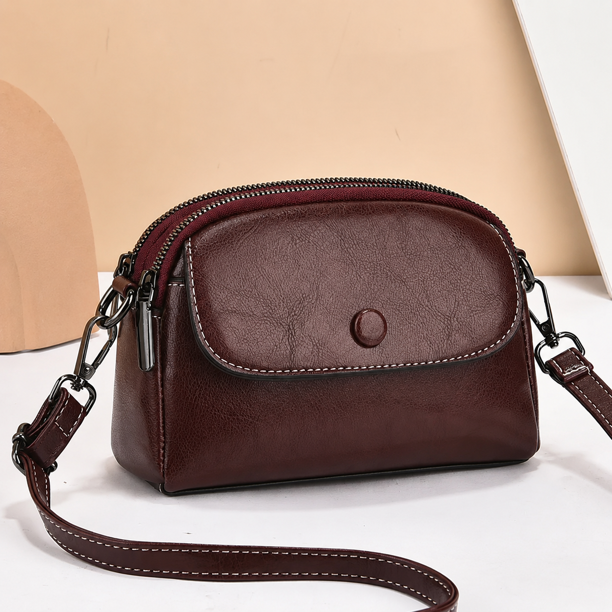 Brown Multi-Pocket Crossbody Bag