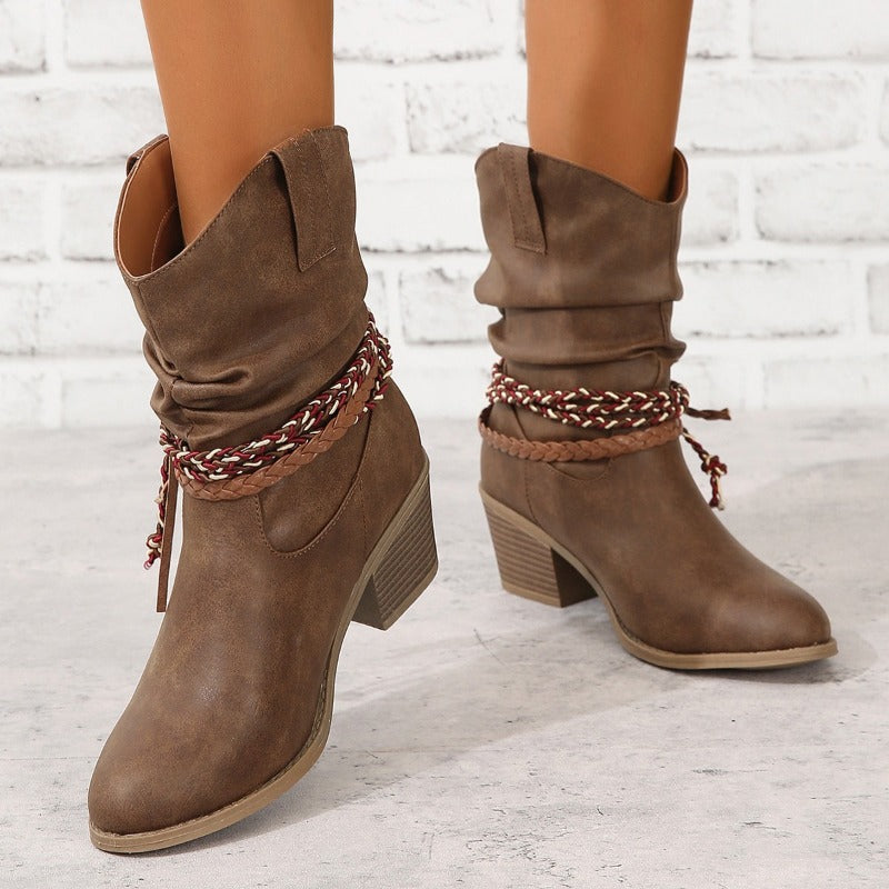 Maroon western cowboy festival Boots