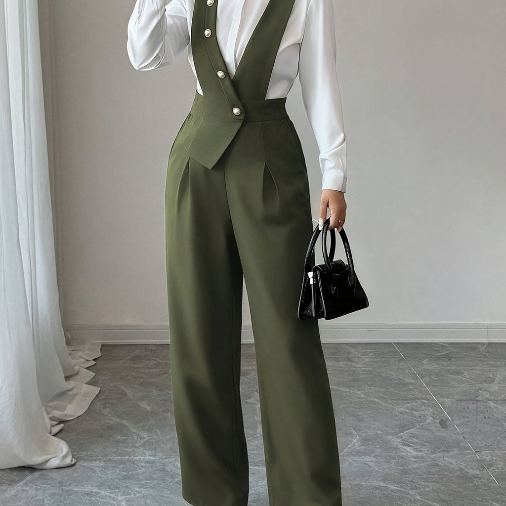 Burgundy Tailored Wide-Leg Jumpsuit