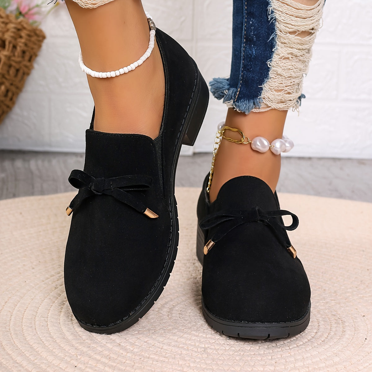 Bow-Detail Slip-On Loafers