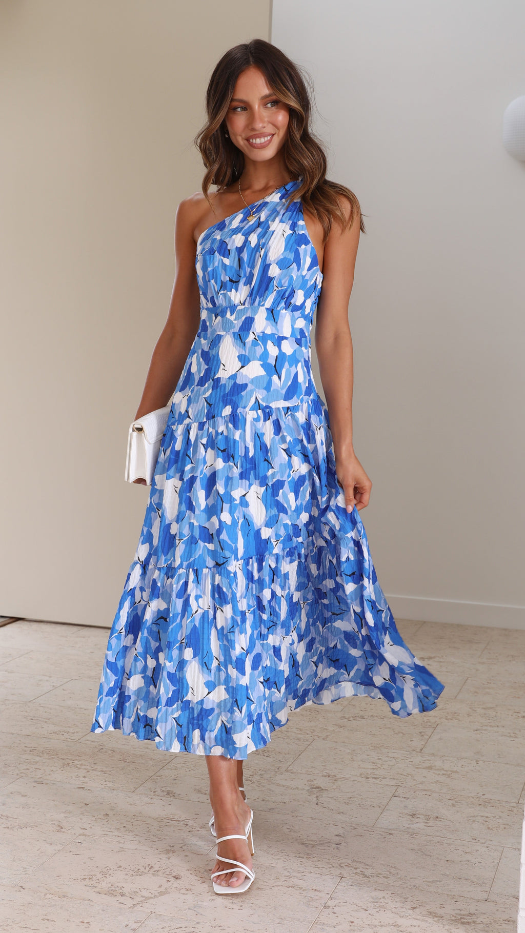 Floral One Shoulder Wedding Guest Maxi Dress