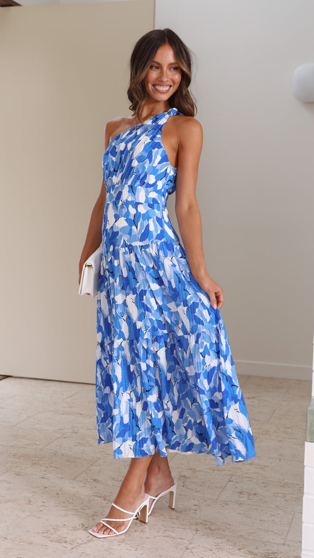 Floral One Shoulder Wedding Guest Maxi Dress