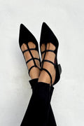 Strappy pointed-toe block Heels, front view