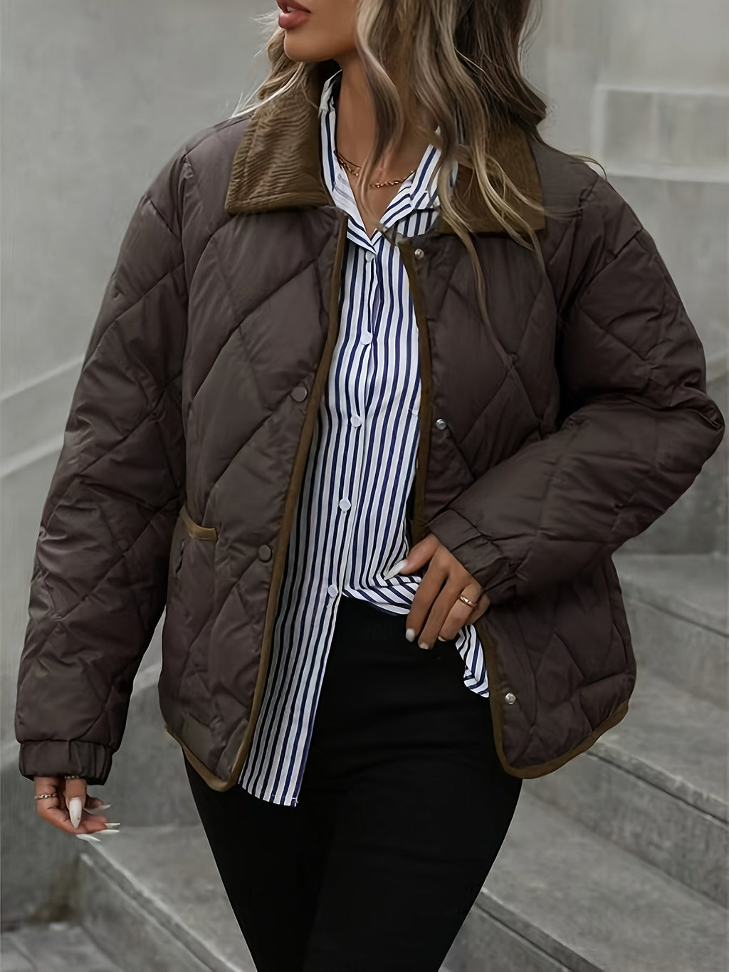 Coffee Brown Quilted Jacket