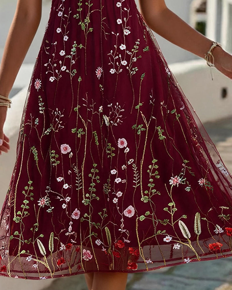 Sheer Floral Dress Summer Feminine Style | Senselle