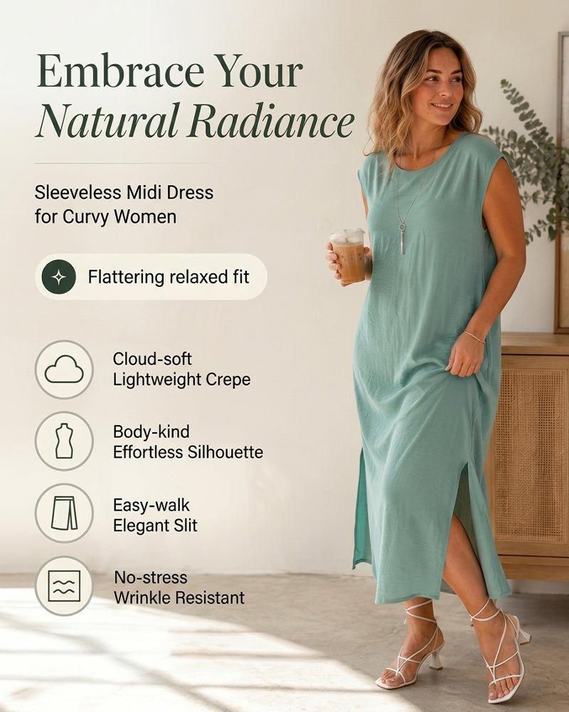 Mint green relaxed fit maxi dress, side view