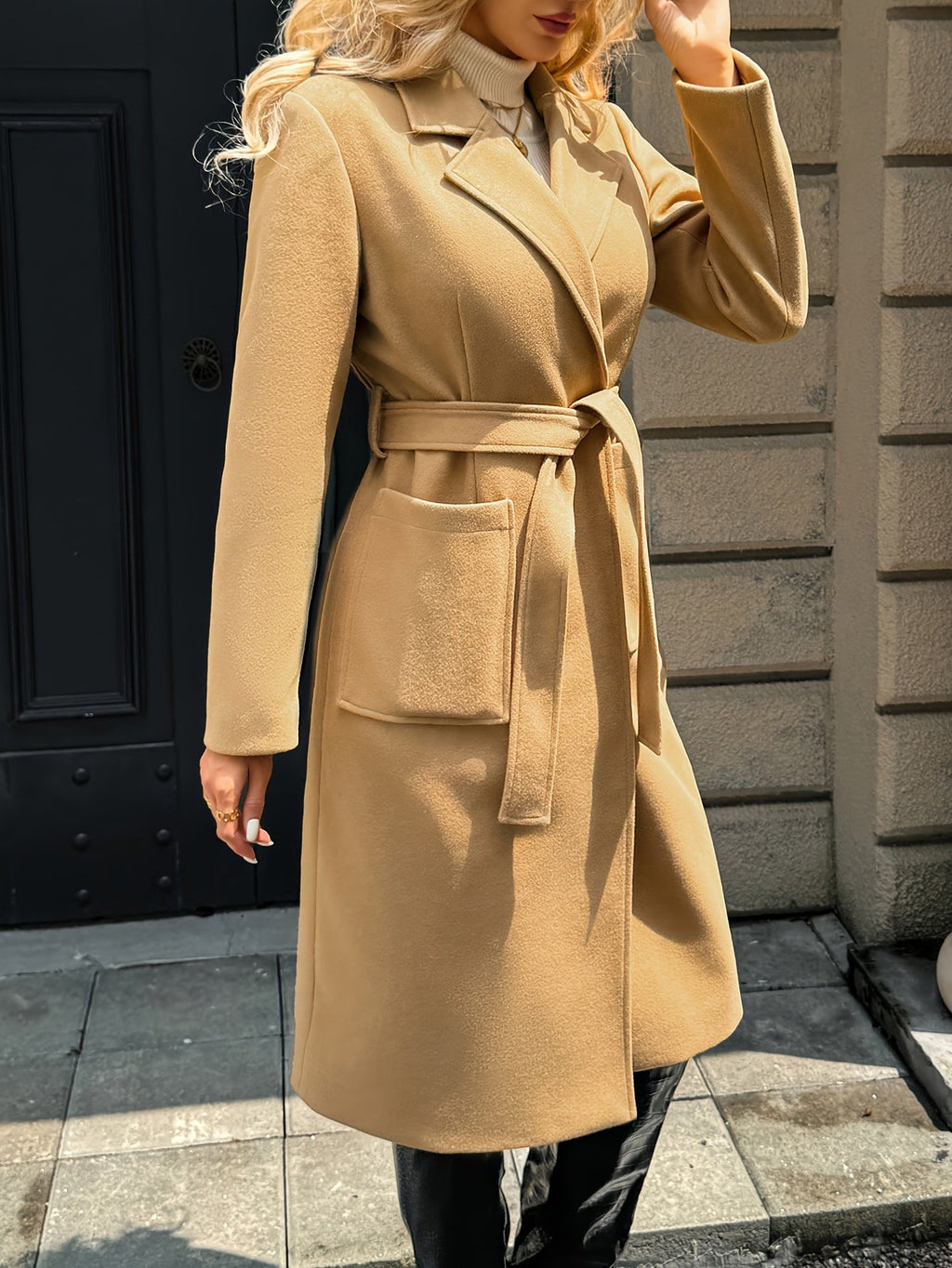 Camel Belted Long Coat