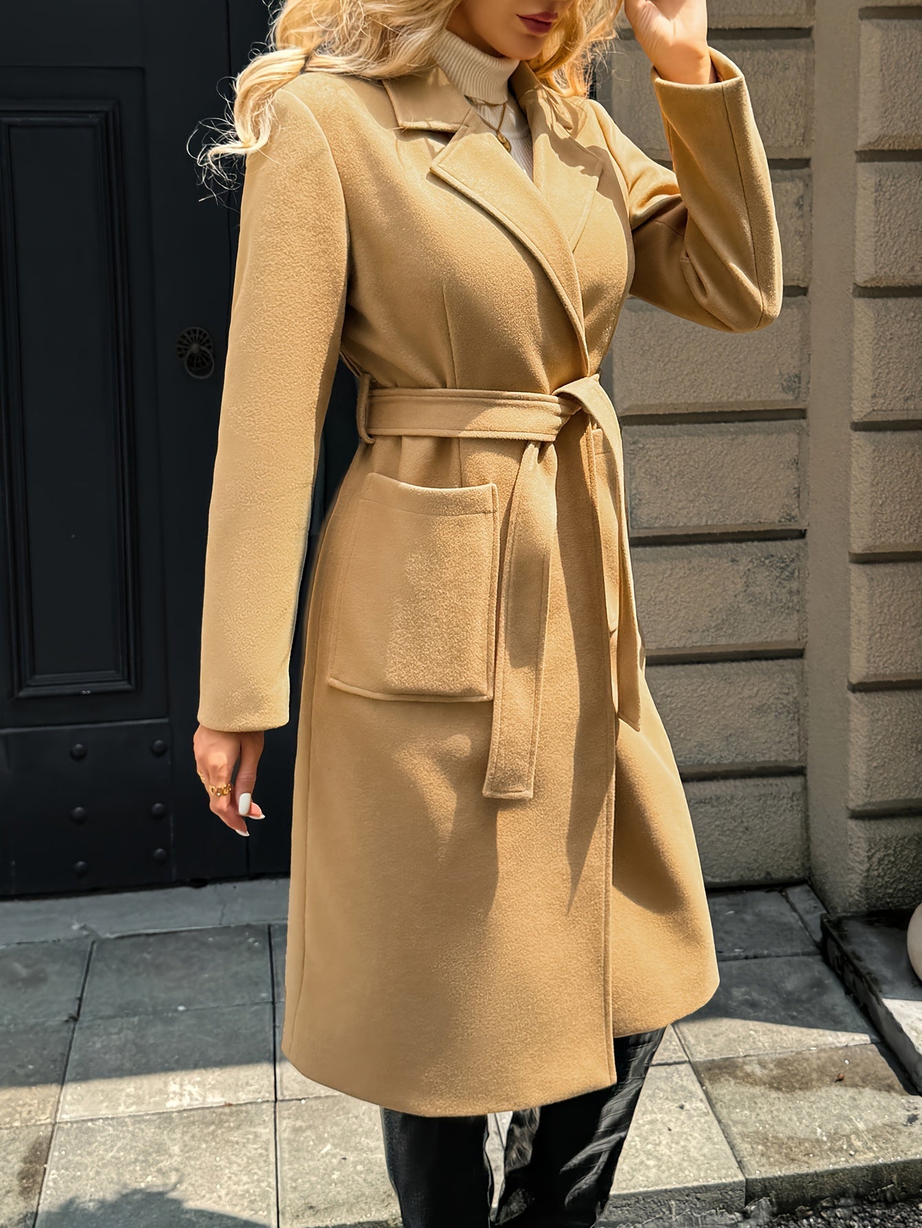 Camel Belted Long Coat