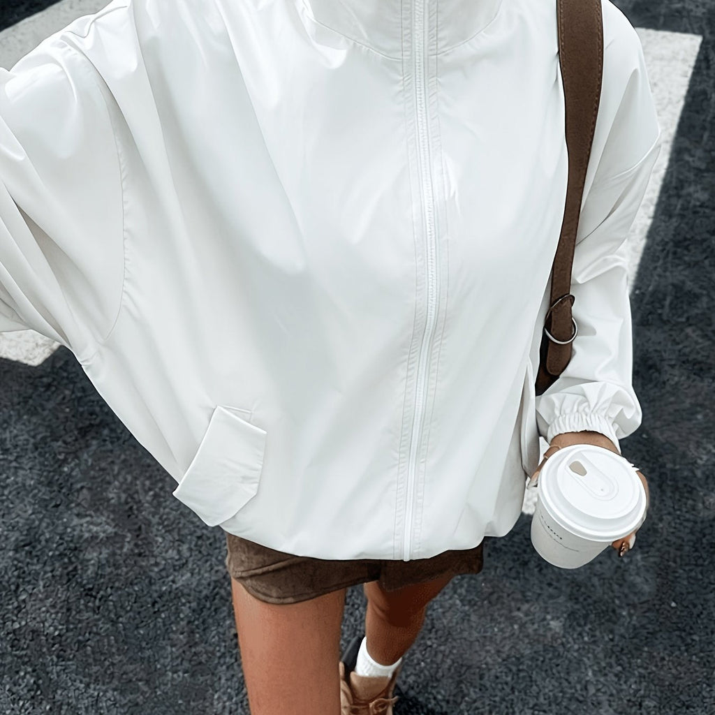 White Windbreaker Jacket, detail view