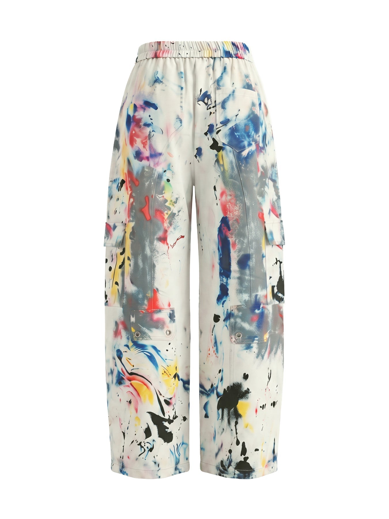 Light Grey Graffiti Print Wide-Leg High-Waisted Jeans