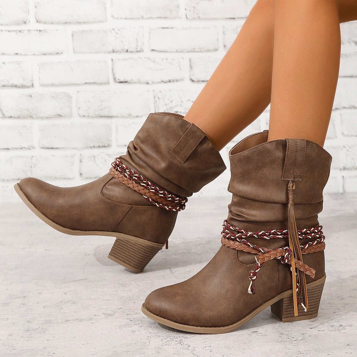 Maroon western cowboy festival Boots