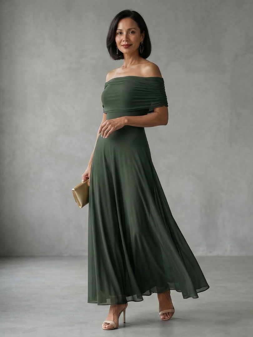 June - Off Shoulder Draped Midi Dress