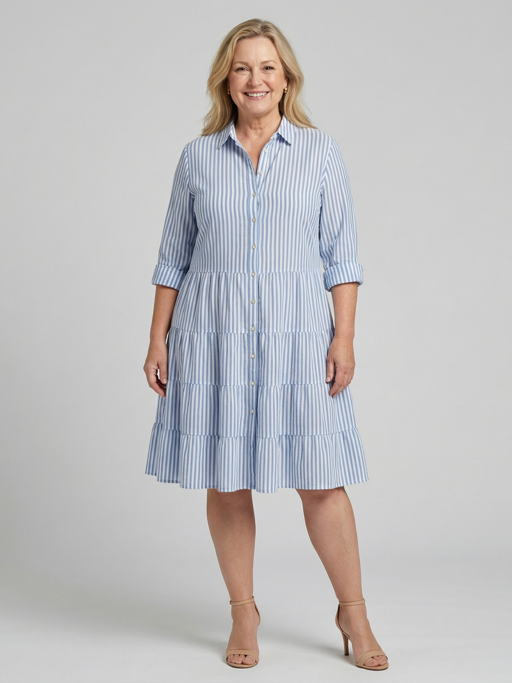 Violet Breezy Striped Midi Dress