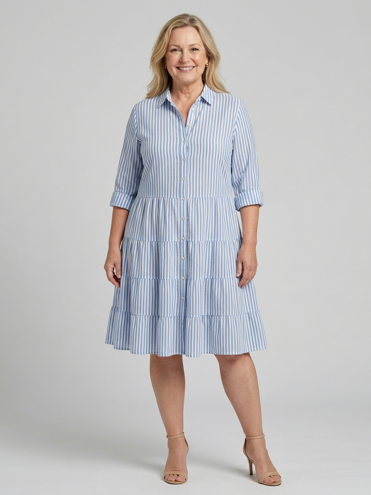 Violet Breezy Striped Midi Dress