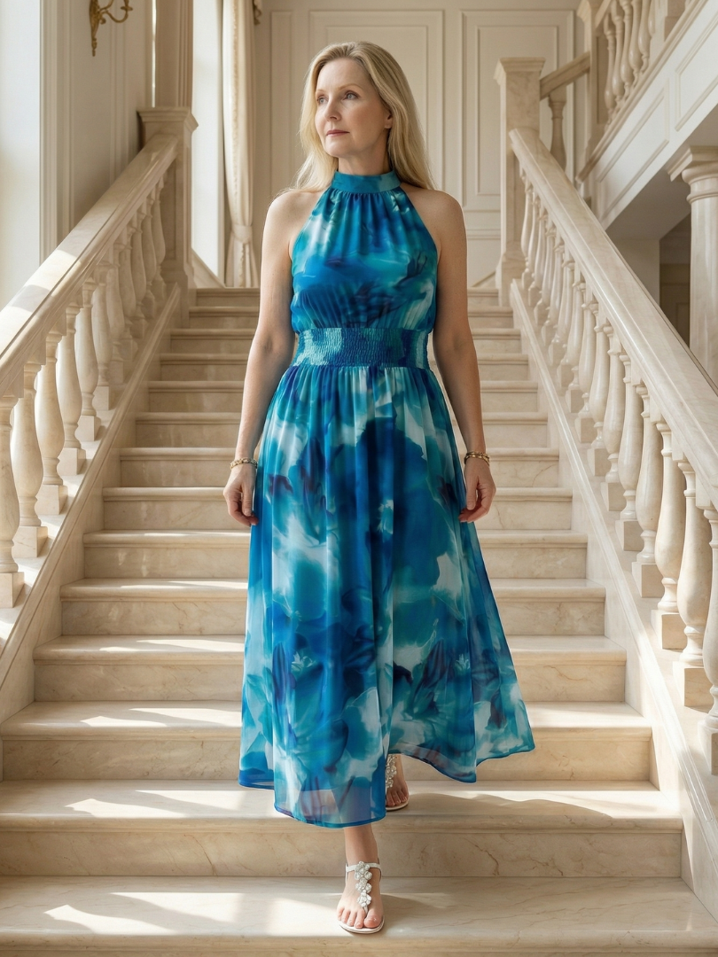 Sylin - Gathered Halter Midi Dress