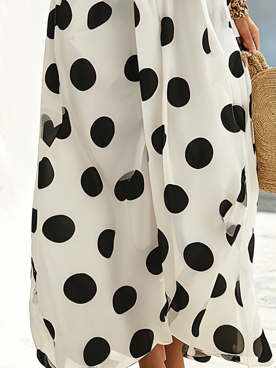 Resort Polka Dot Off-Shoulder Maxi Dress