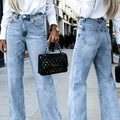 Sky Blue Loose-Fit Straight-Leg Jeans