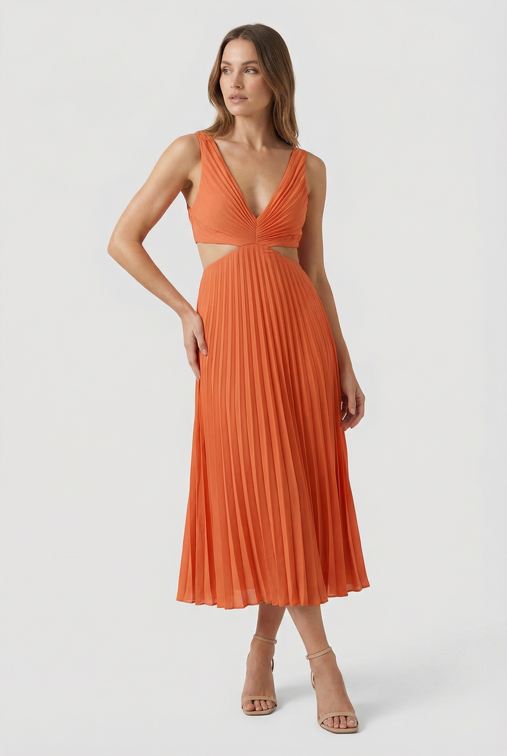 Women's Elegant Pleated Maxi Dress