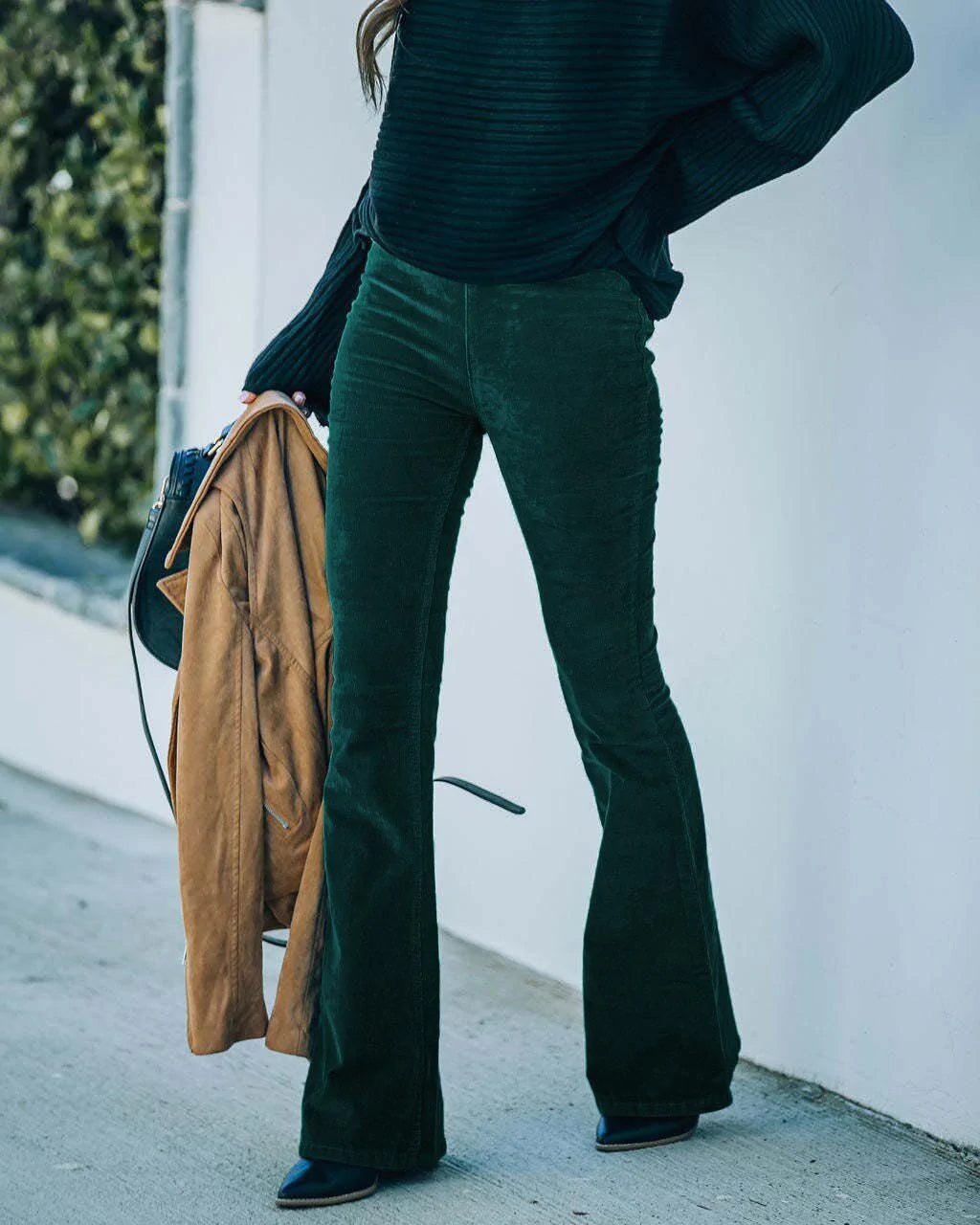 Dark Blue high-rise corduroy flared Pants