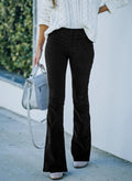 Black high-rise corduroy flared Pants, front view