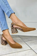 Light Brown Leopard Print Sandals, front view