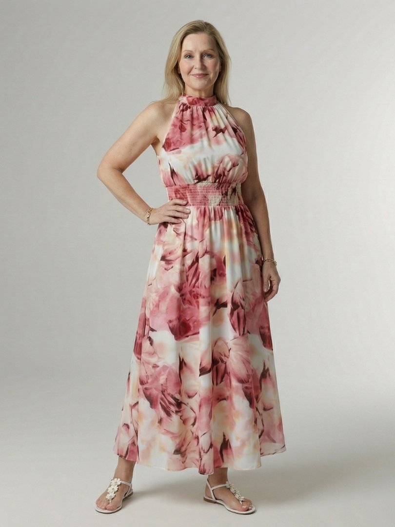 Sylin - Gathered Halter Midi Dress