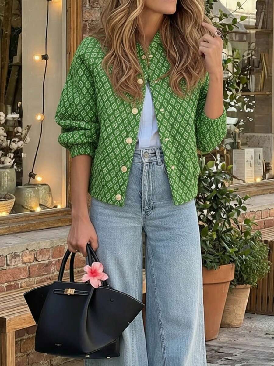 Black Floral Jacket, front view
