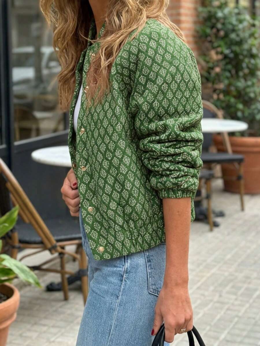 Khaki Floral Jacket, front view