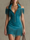 Western Fringe Shorts Jumpsuit