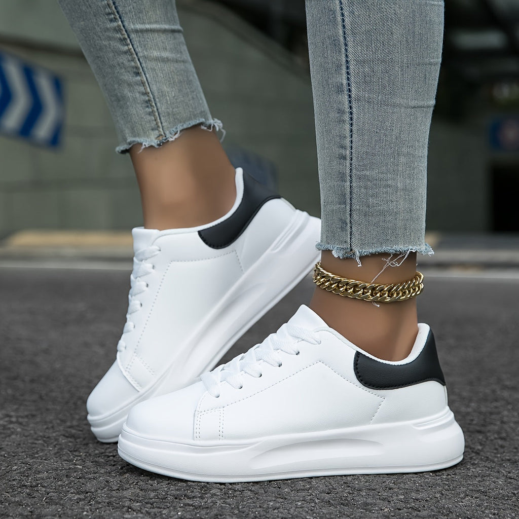 White leather low-top Sneakers, front view