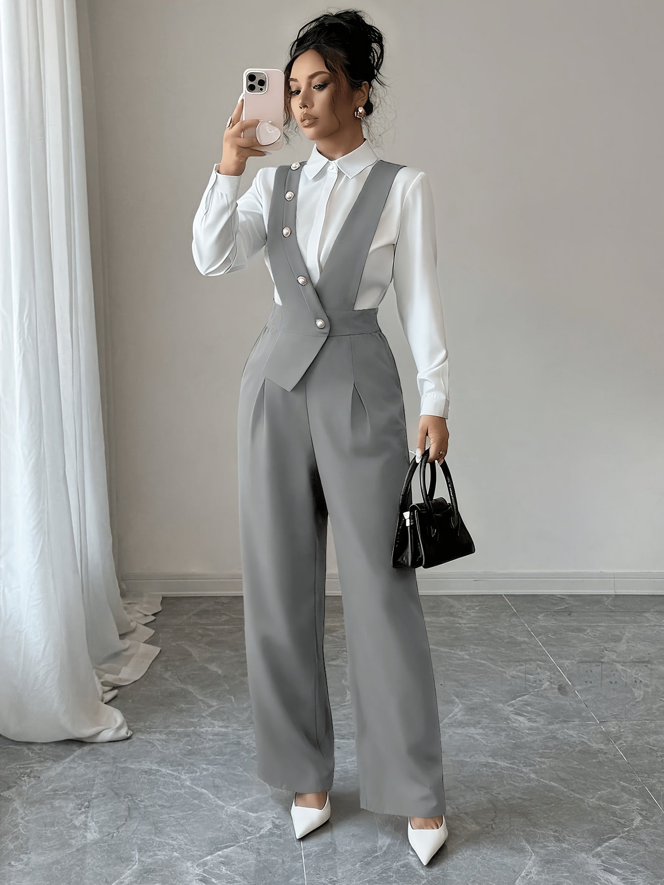 Burgundy Tailored Wide-Leg Jumpsuit