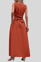 Casual Pleated Square-Neck Midi Dress