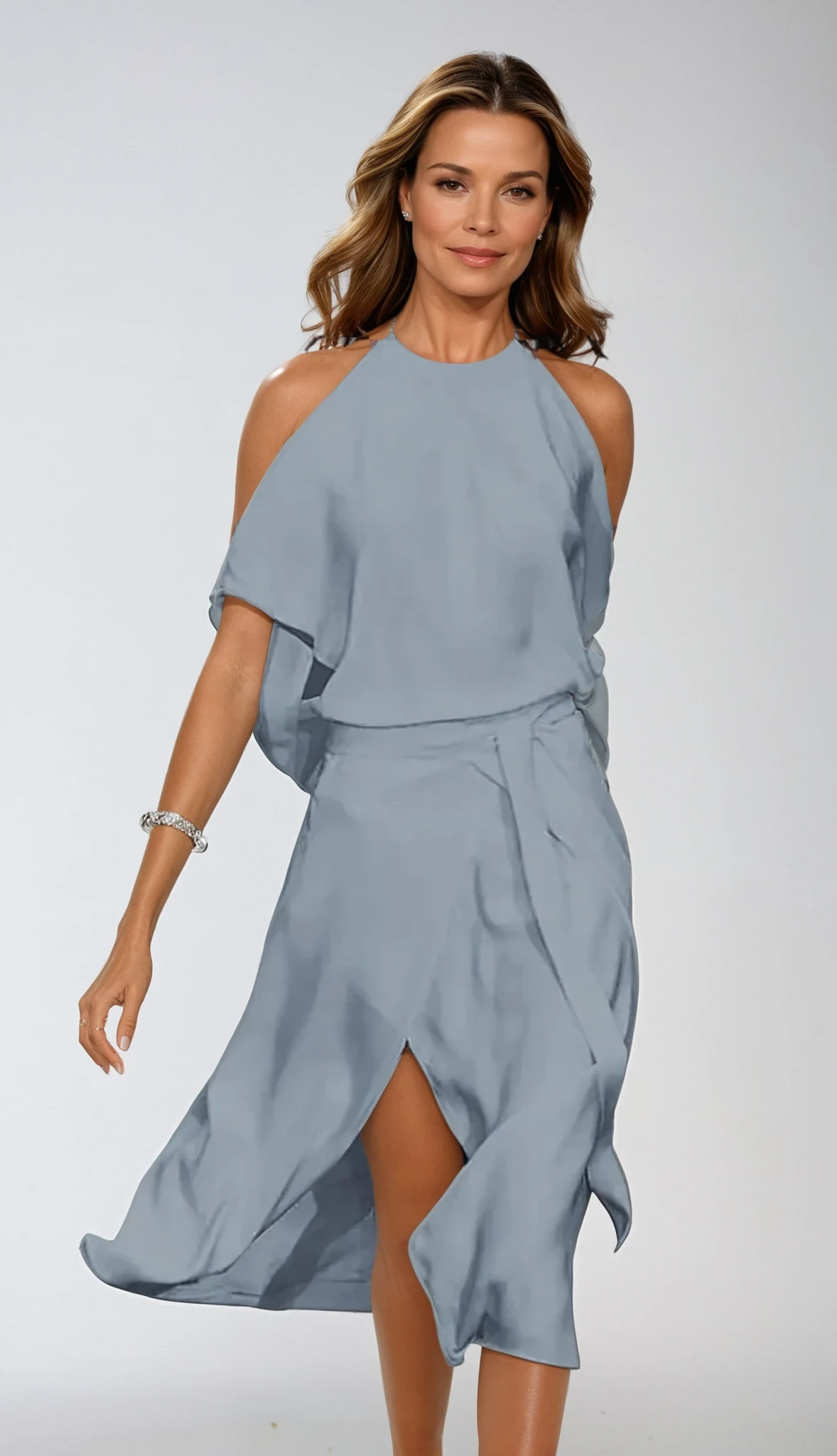 Donna | Women's Flowy A-Line Halter Dress with Slit