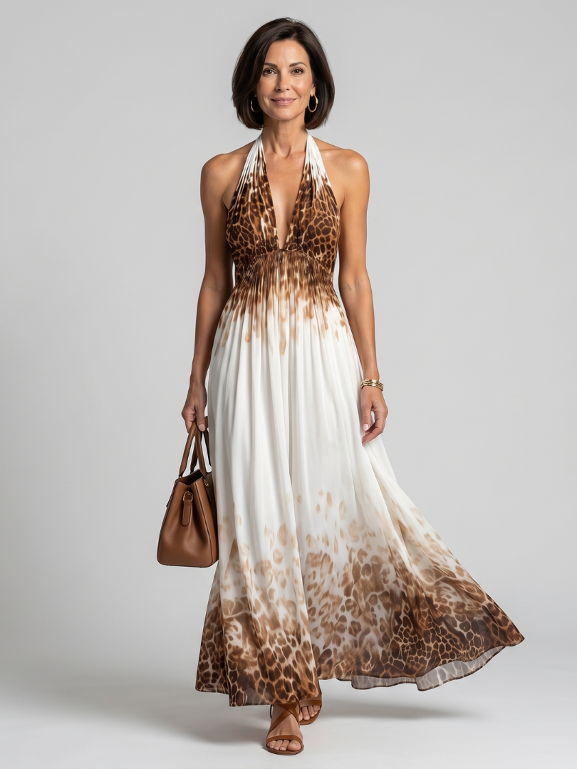 Orlune - Pleated White Midi Dress