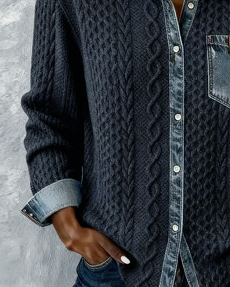 Gray Cable-knit Sweater