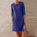 Chic Button Front Shift Dress with Pockets