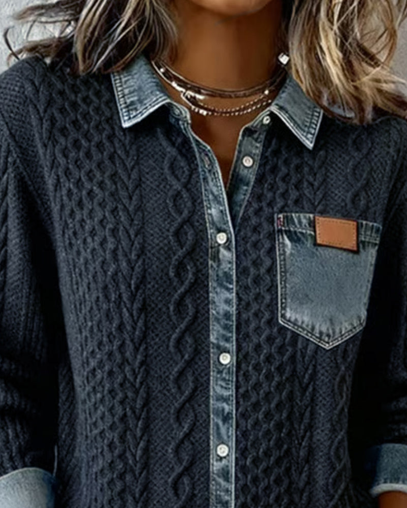 Gray Cable-knit Sweater