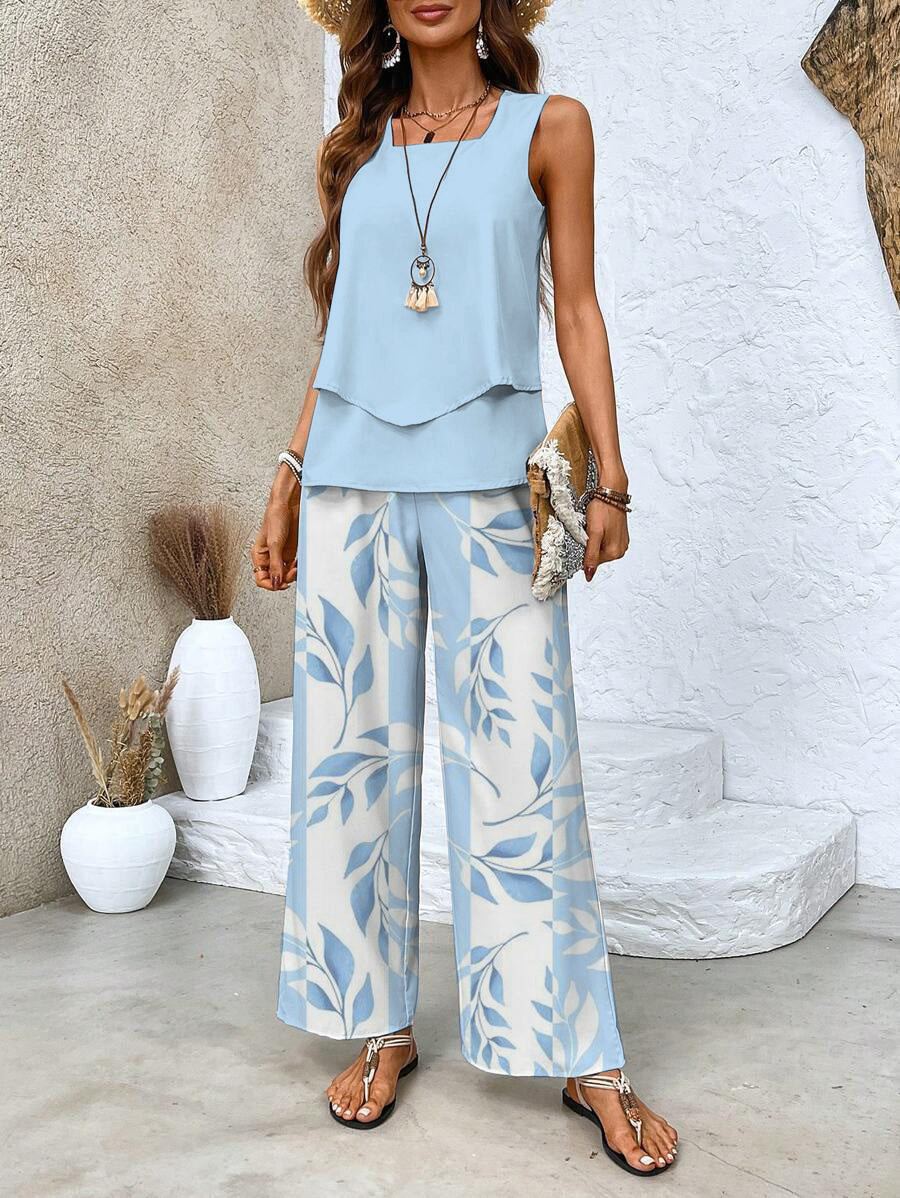 Women's Two-Piece Set - Matching Top and Pants