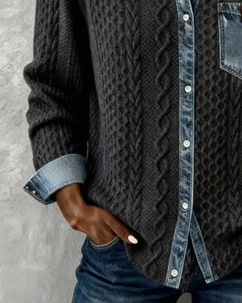 Gray Cable-knit Sweater