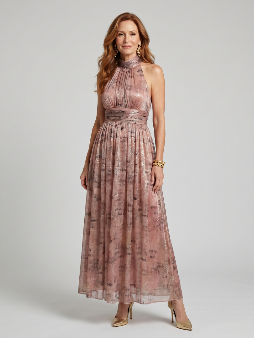 Imogen - Textured Finish Sleeveless Midi Dress
