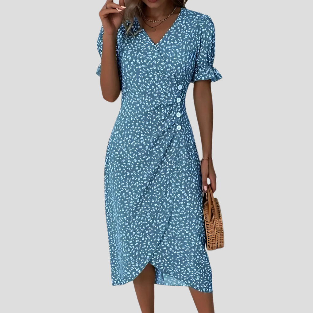 Women’s Elegant Floral V-Neck Midi Dress