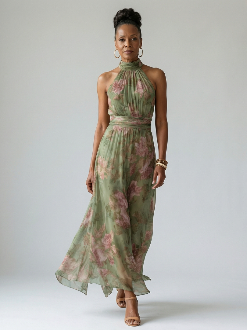 sage midi dress for summer Sage Green Hemp Printed Pleated Midi Summer Dress by Ewoke at Pernia's Pop Up Shop 2026