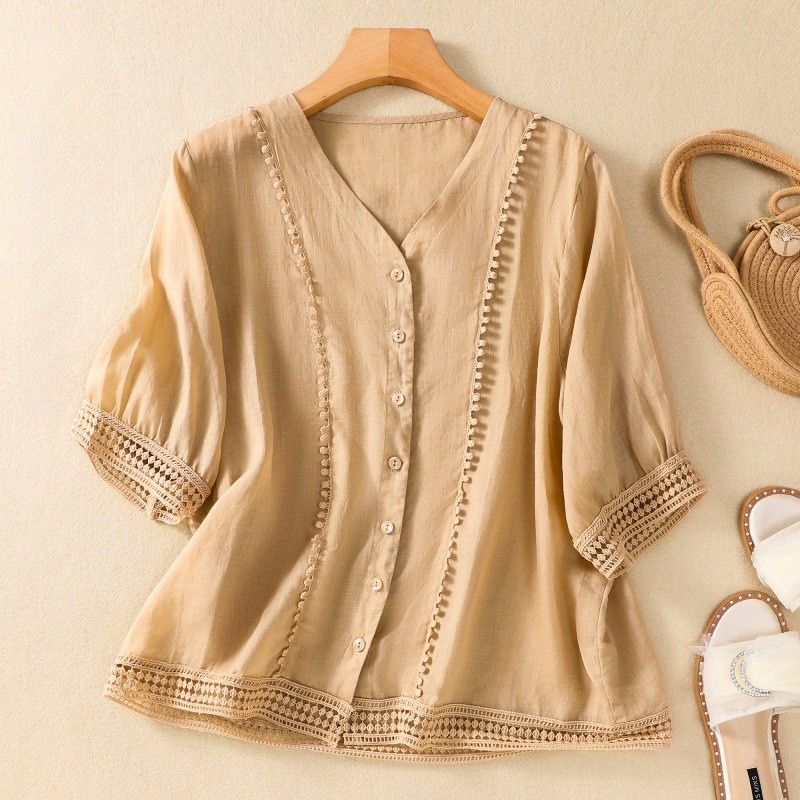 Lucia Cotton-Linen Summer Blouse