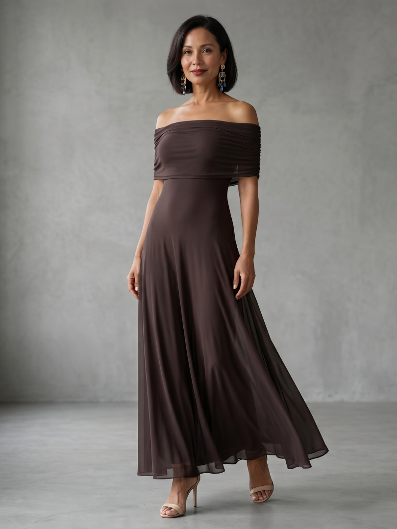 June - Off Shoulder Draped Midi Dress