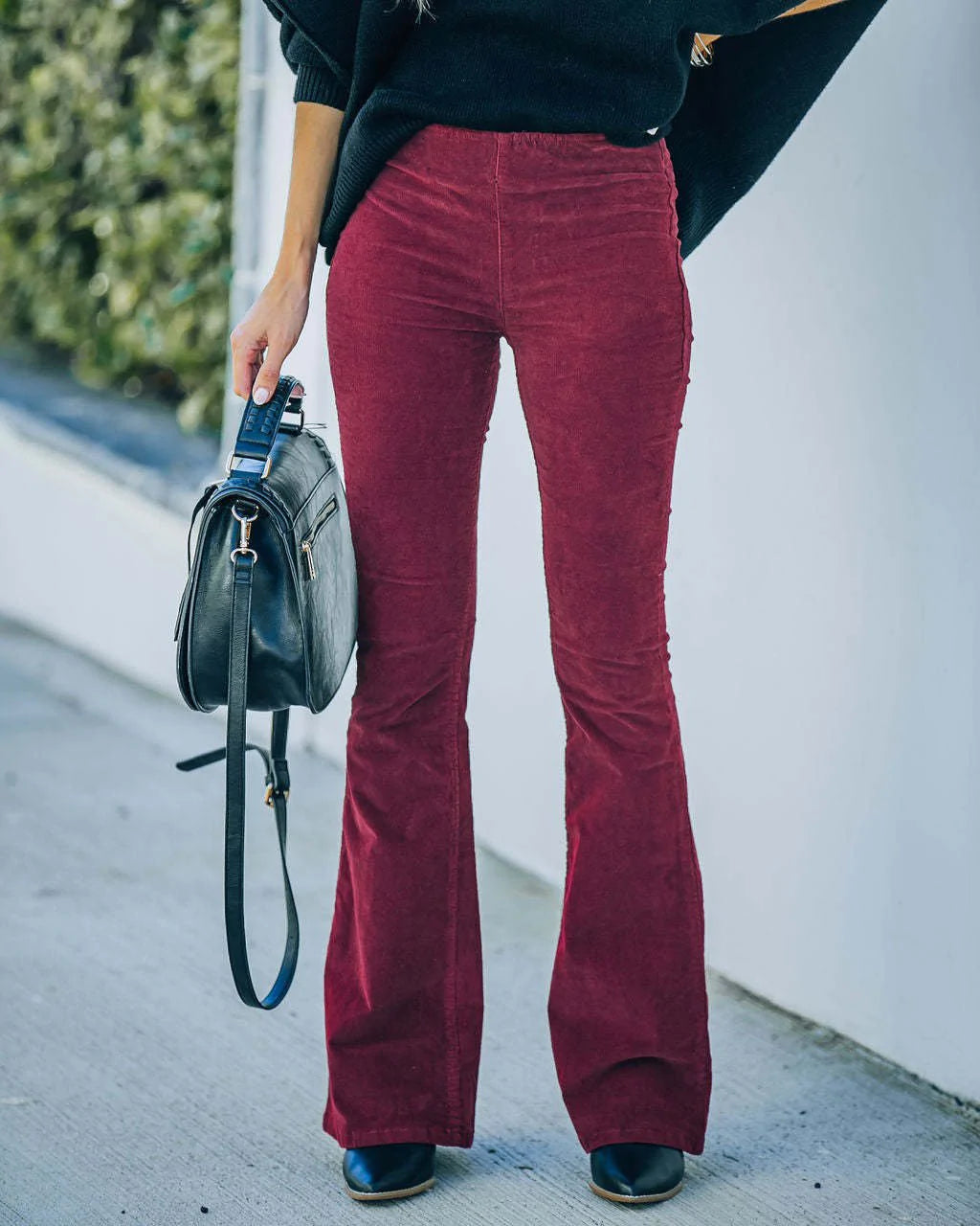 Burgundy high-rise corduroy flared Pants