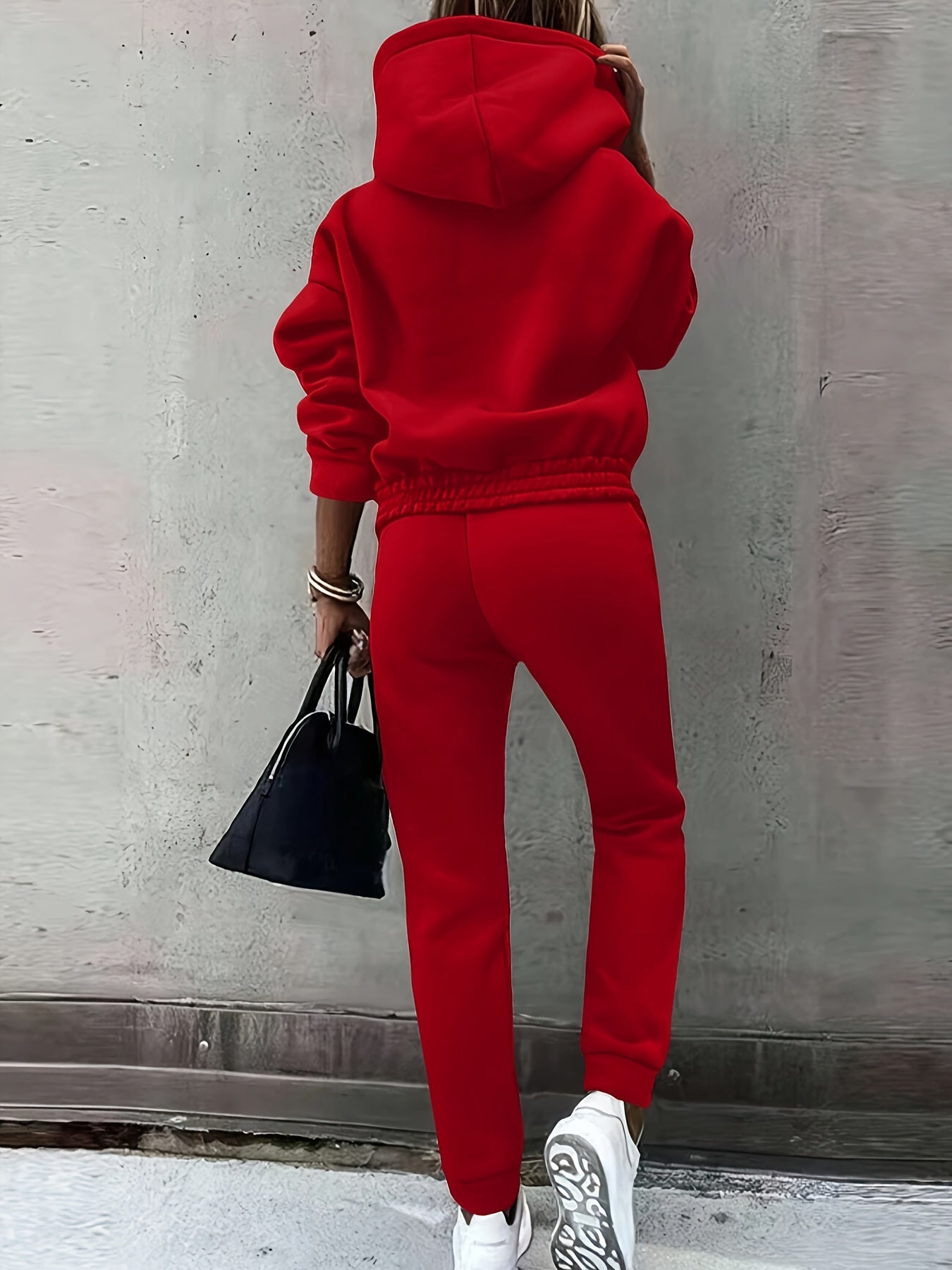 Red Relaxed Hooded Co-ord Set